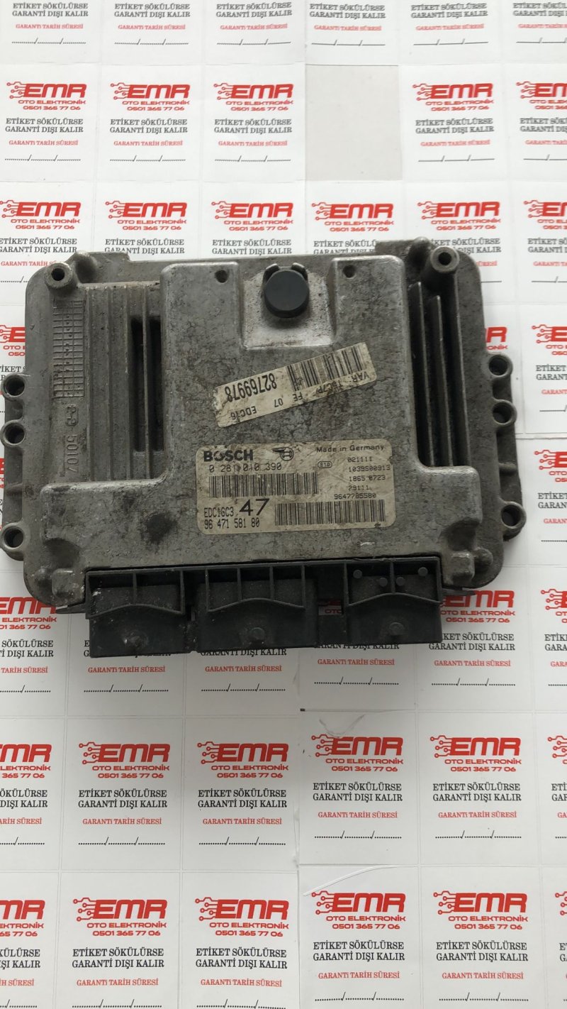 ÇIKMA OTO BEYİN 0 281 010 390 96 471 581 80 EDC16C3 PEUGEOT 206 307 ÇIKMA MOTOR BEYNİ 