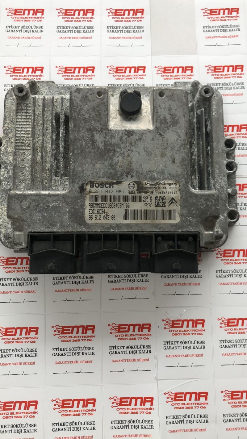 ÇIKMA OTO BEYİN 0  281 012 985 96 612B 043 80 EDC16C34CEM00 PEUGEOT CITROEN ÇIKMA MOTOR BEYNİ 